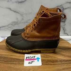 L.L. Bean Womens 8" Brown Leather Waterproof Round Toe Block Heel Duck Boots 7